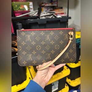 Monogram Clutch with Red Accent